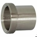 Dixon Light Wall Tank Ferrule, 4 in Nominal, Thread Beveled Seat End Style, 304 Stainless Steel 15WL-G400